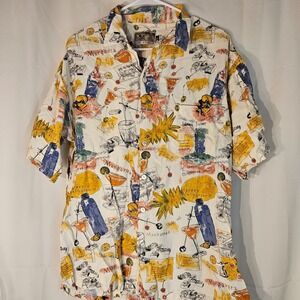 Tori Richard Cocktail Print Button‎ Down Shirt Novelty Party Shirt M